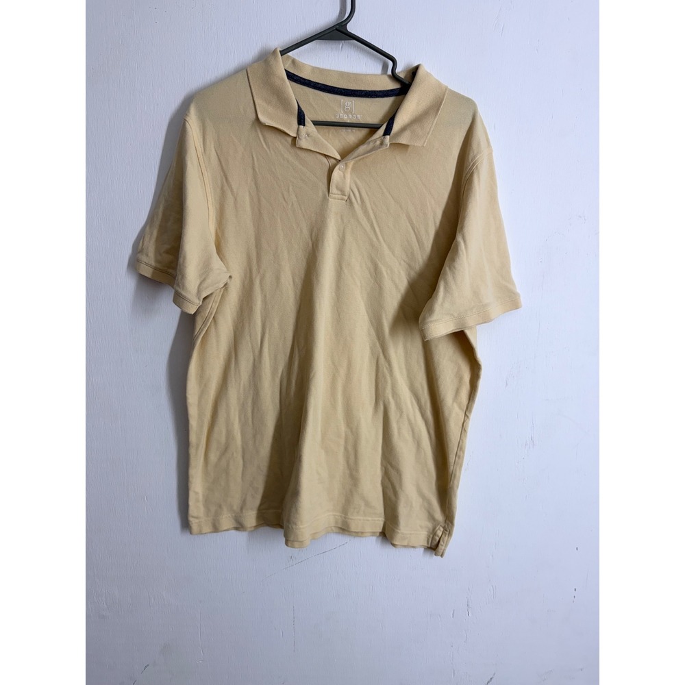 George Mens Polo Shirt Large Pale Yellow Short Sleeve Pique Knit GE17022655